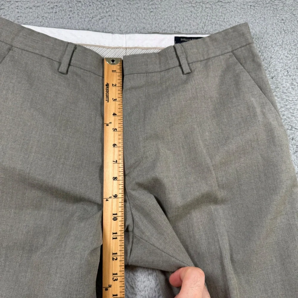 Banana‎ Republic Classic Fit Herringbone Dress Pants Mens 34x32 Taupe Gray Gray